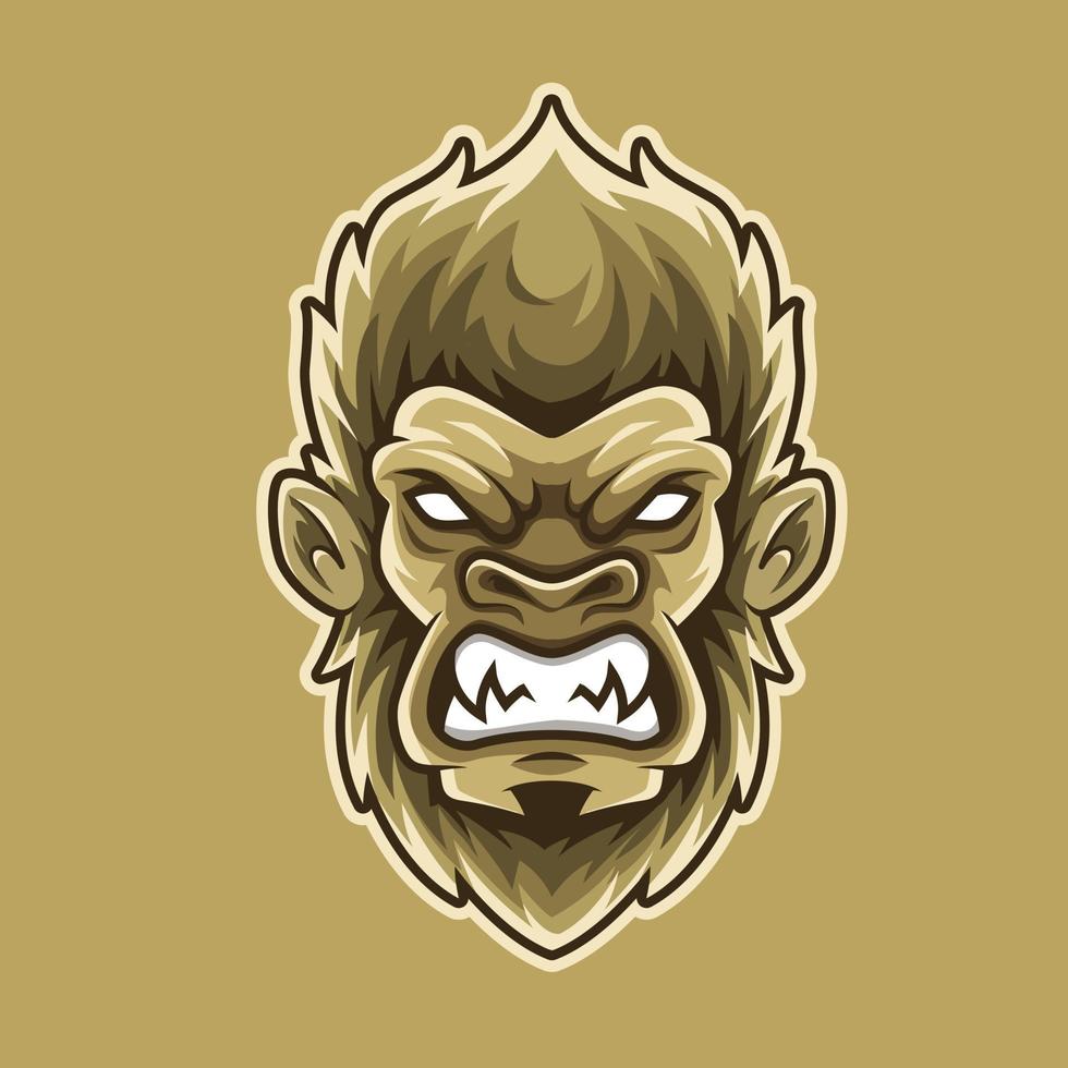 angry gorilla head, mascot logo illustration for esport team and streamer vector