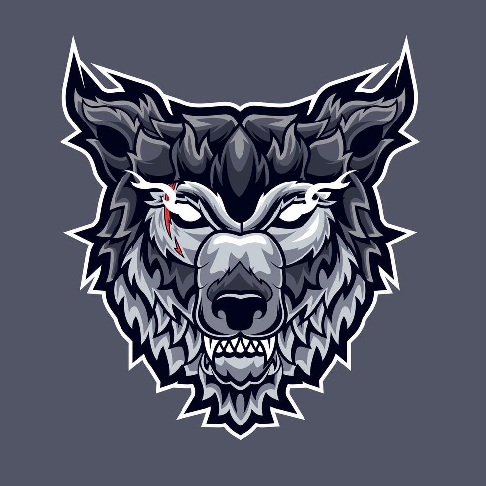 mascota de lobo para el logotipo de deportes y esports vector