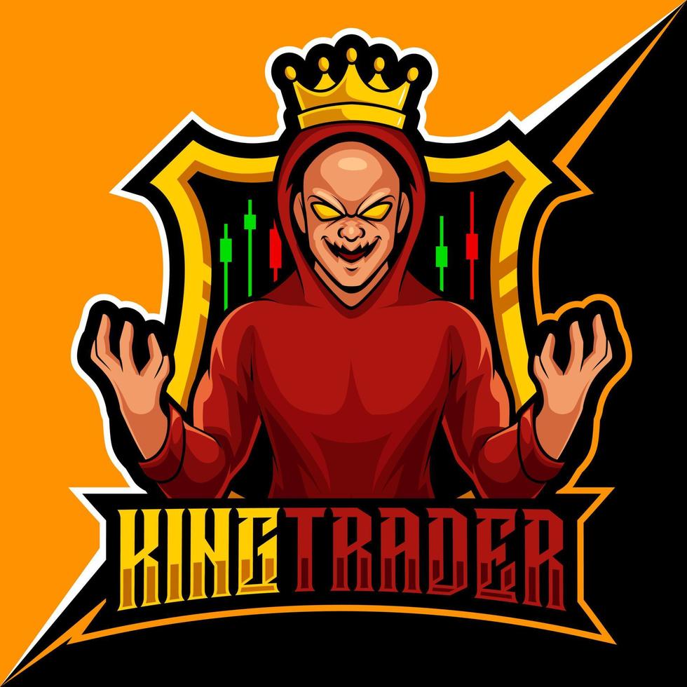 comerciante rey, mascota esports logo vector ilustración