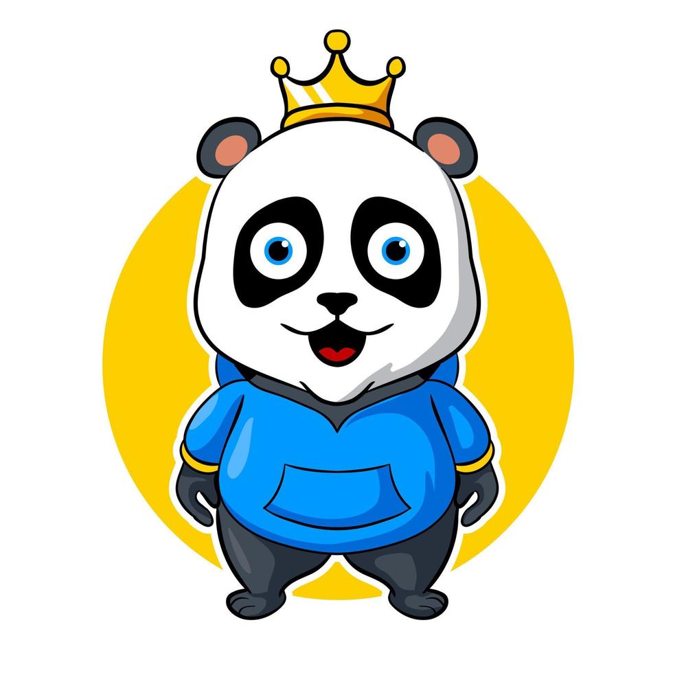 rey panda, mascota esports logo vector ilustración