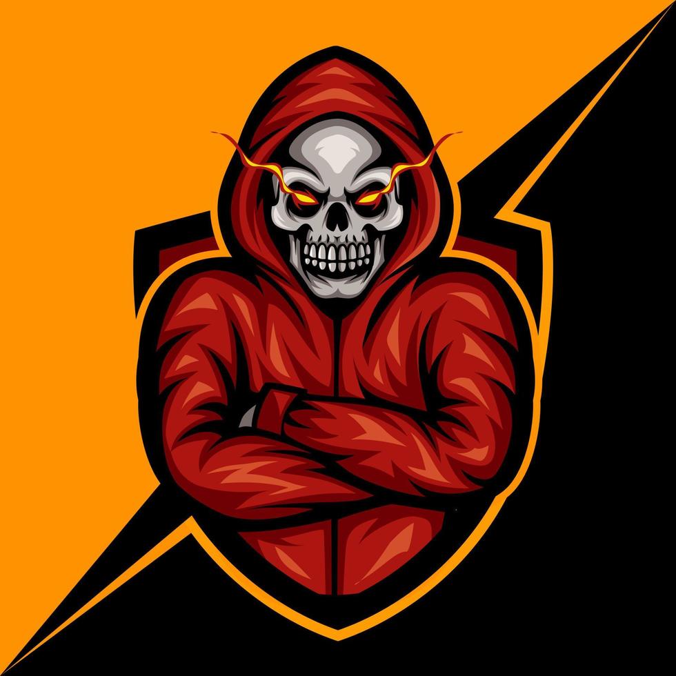 hooded skull, mascot esports logo vector illustration