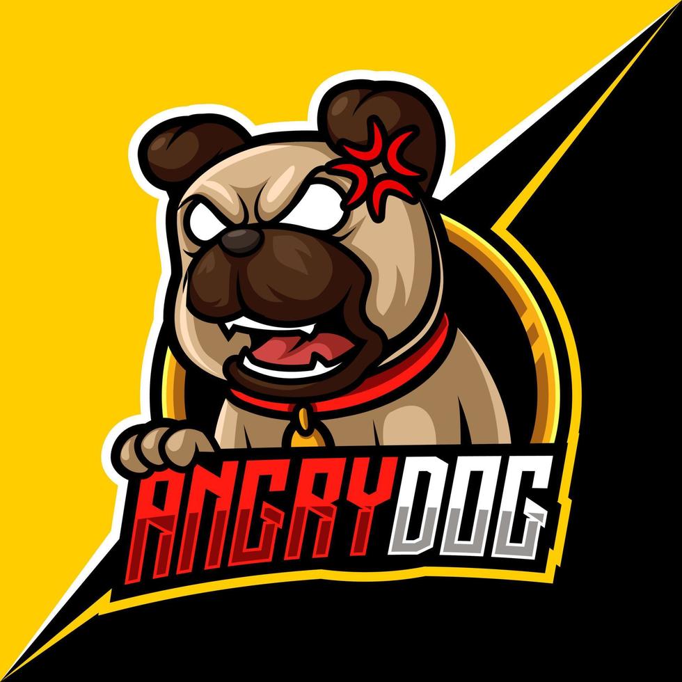 perro enojado, mascota esports logo vector ilustración para juegos y streamer