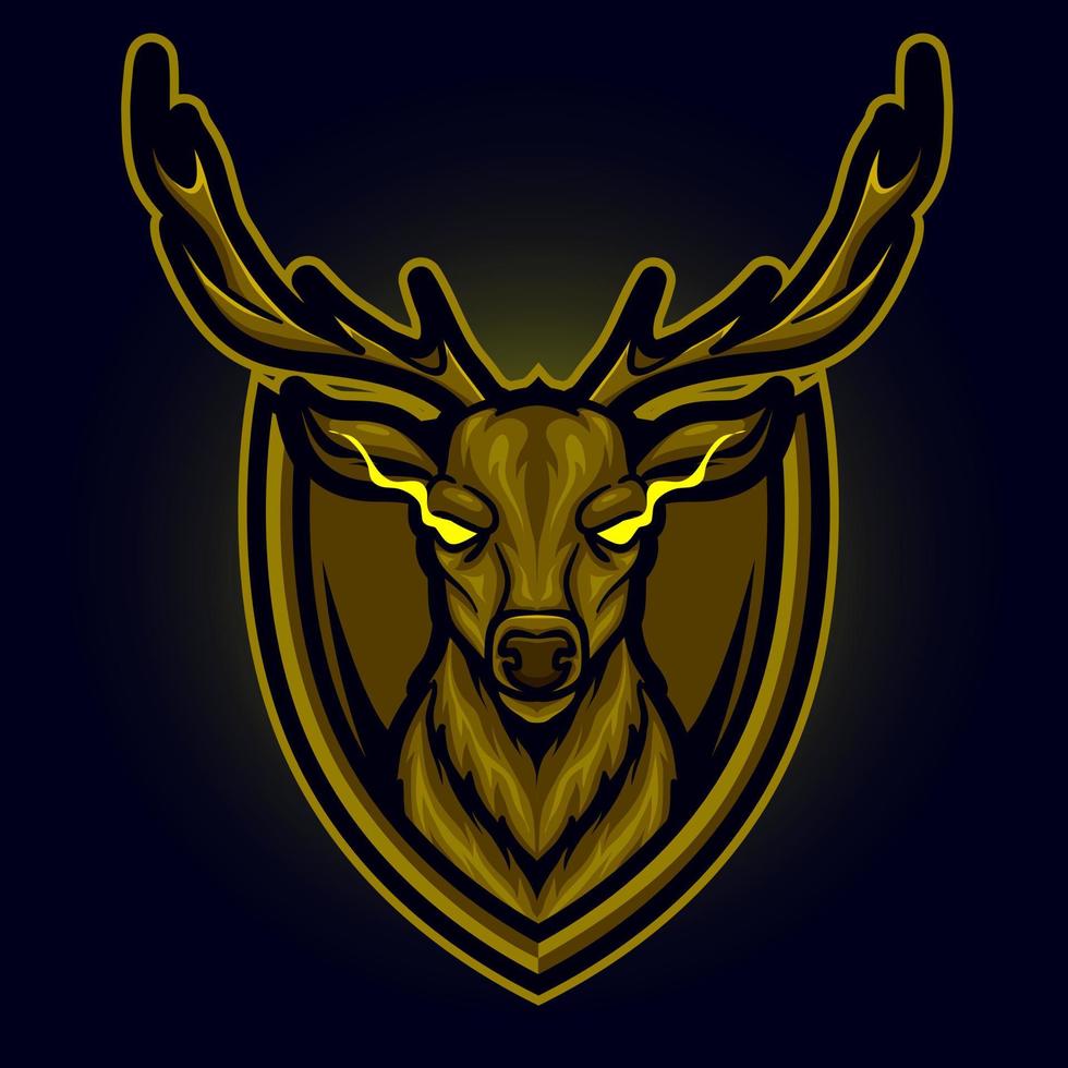 cabeza ciervo mascota esports logo vector ilustración