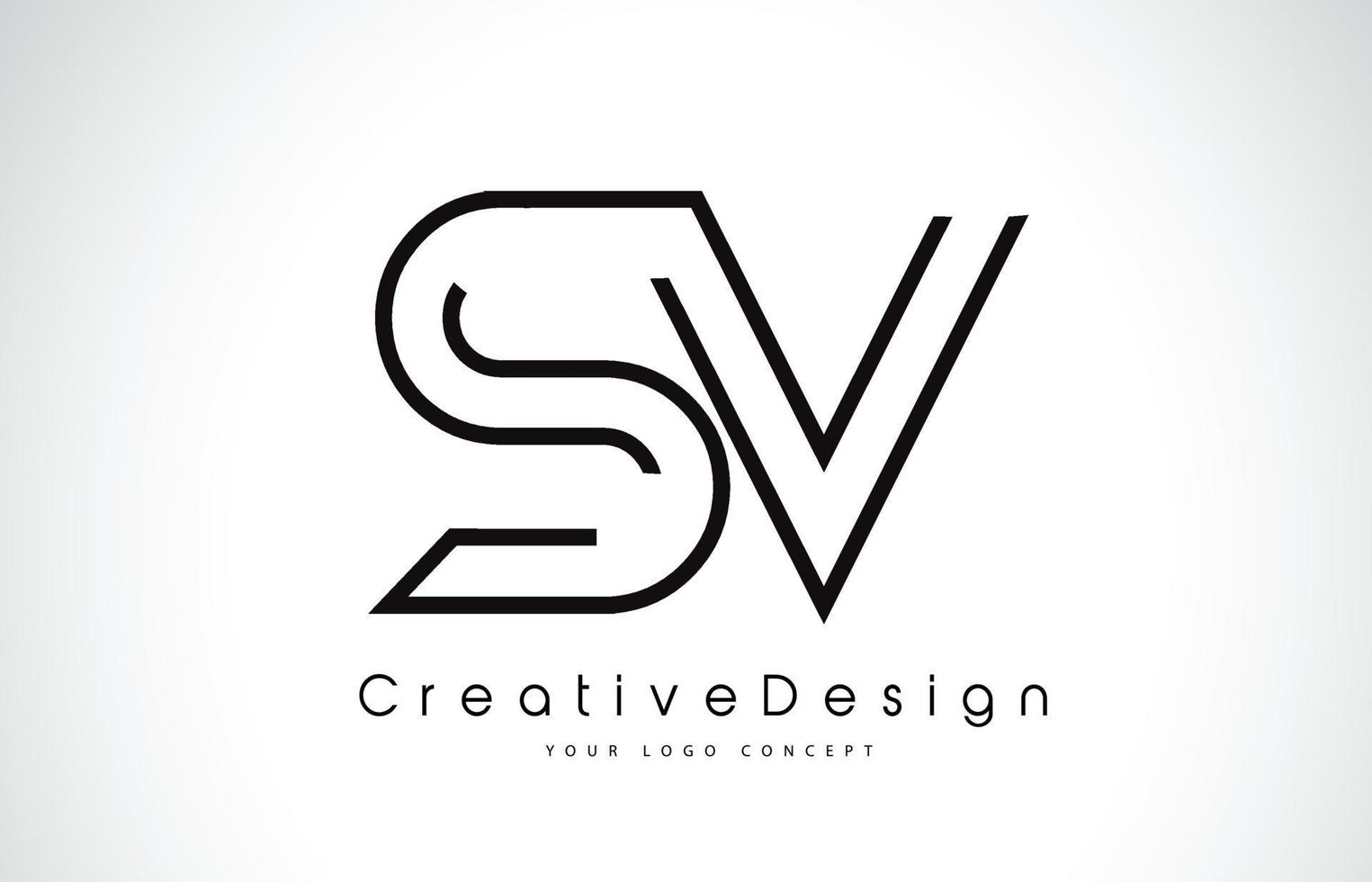 SV S V Letter Logo Design in Black Colors. vector