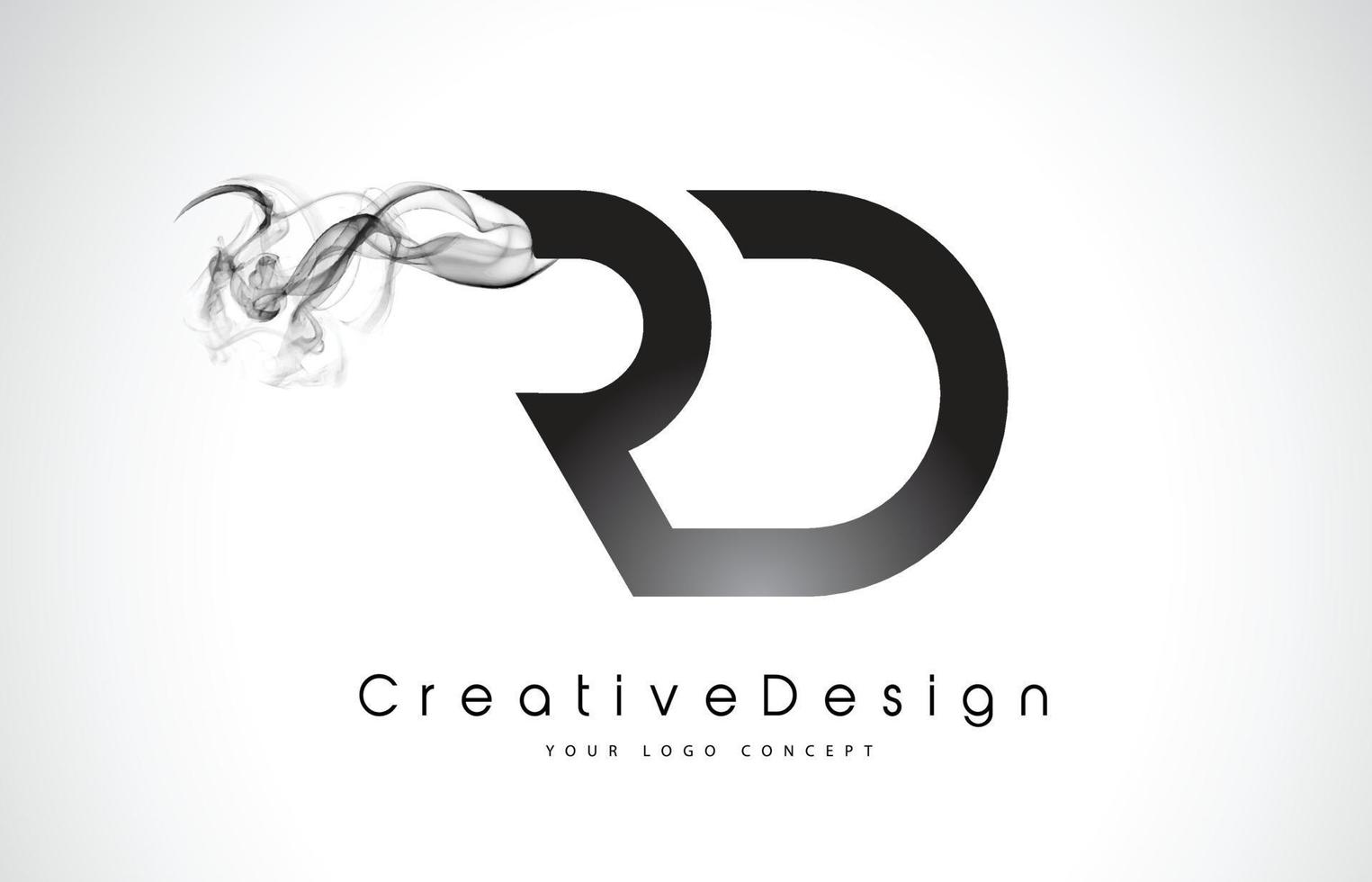 RD Letter Logo Design with Black Smoke. vector