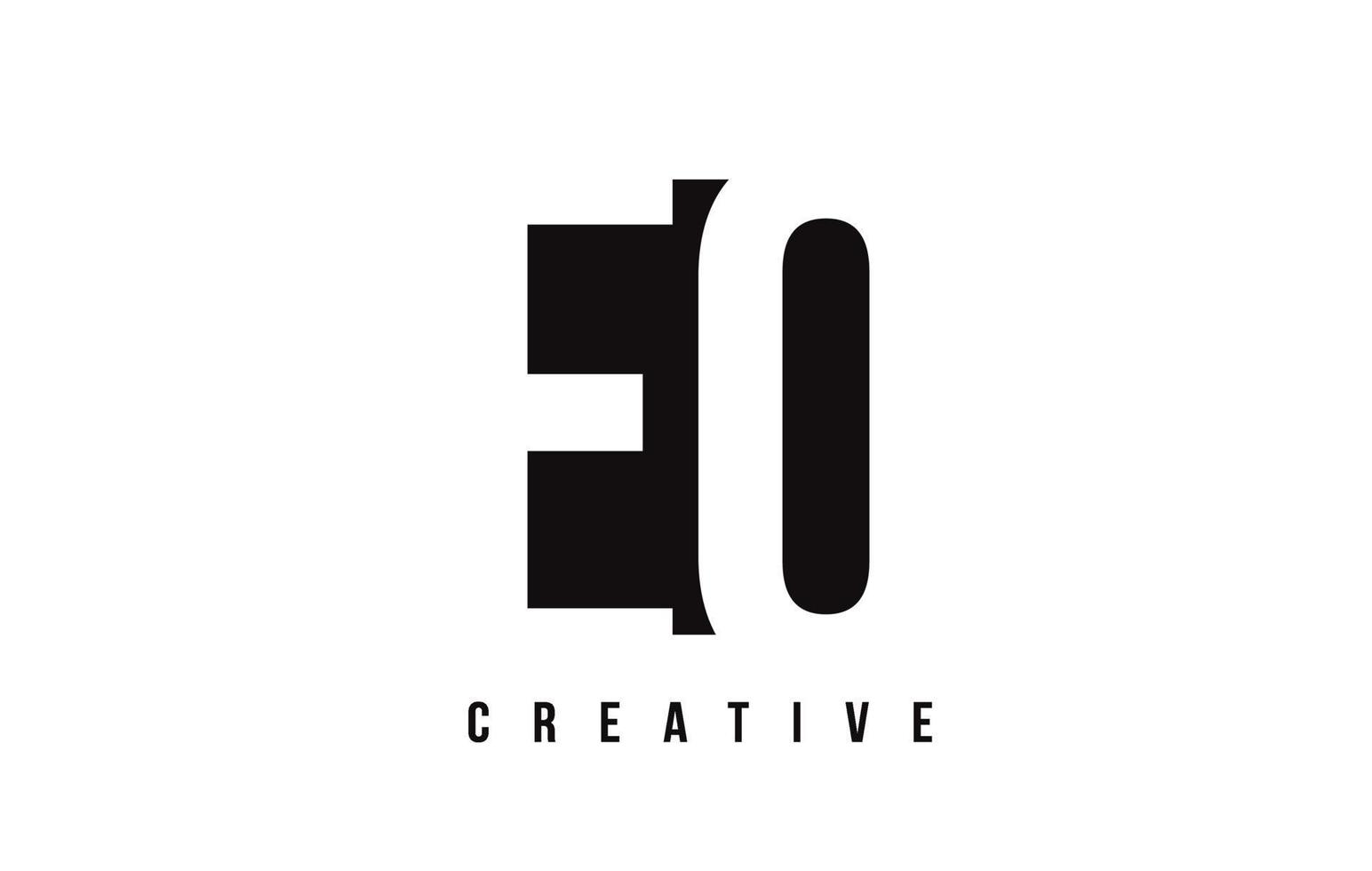 EQ E Q White Letter Logo Design with Black Square. vector