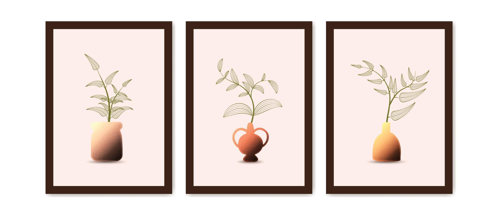 collection of modern abstract boho contemporary art print design vector