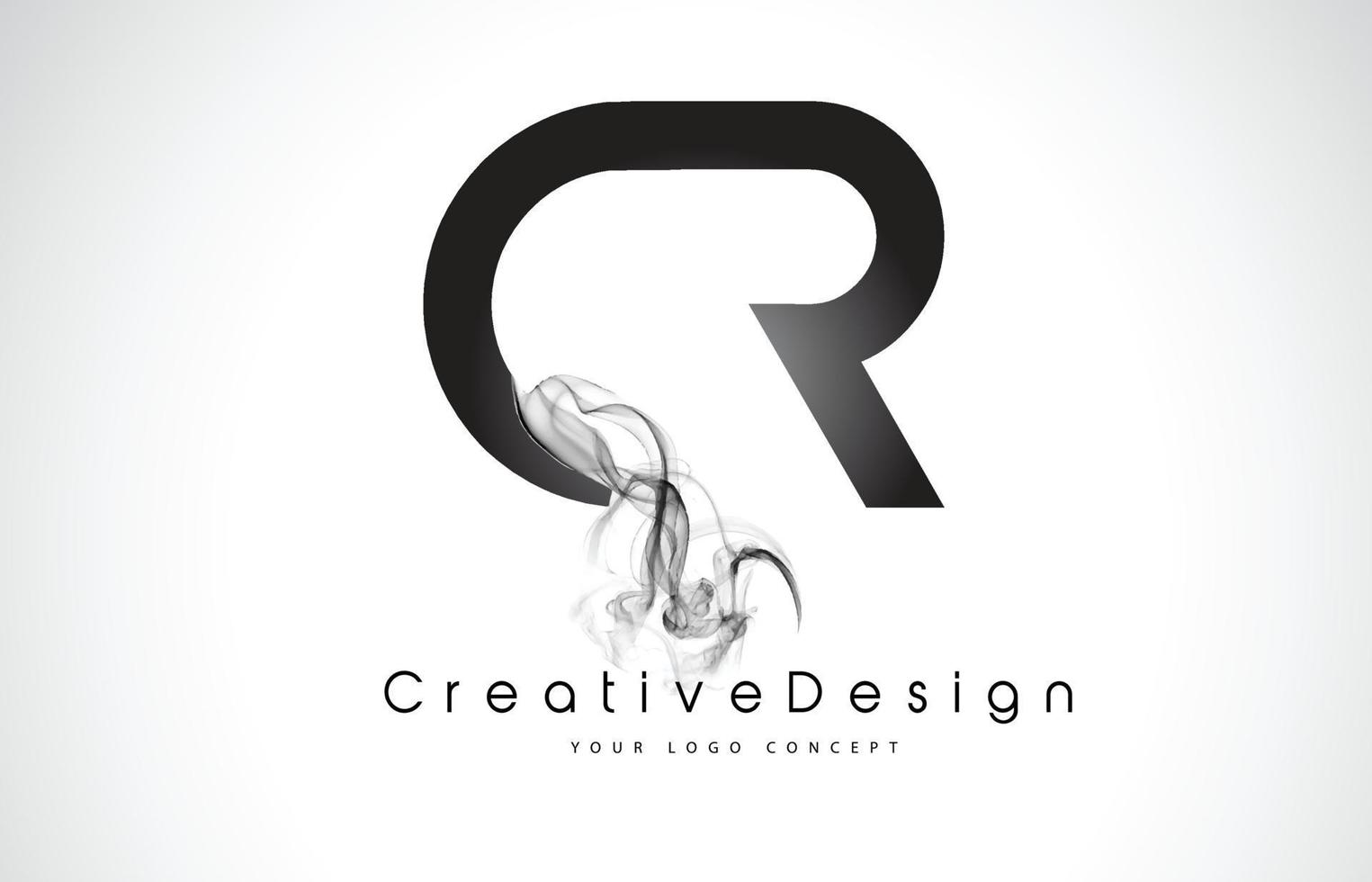CR Letter Logo Design with Black Smoke. vector