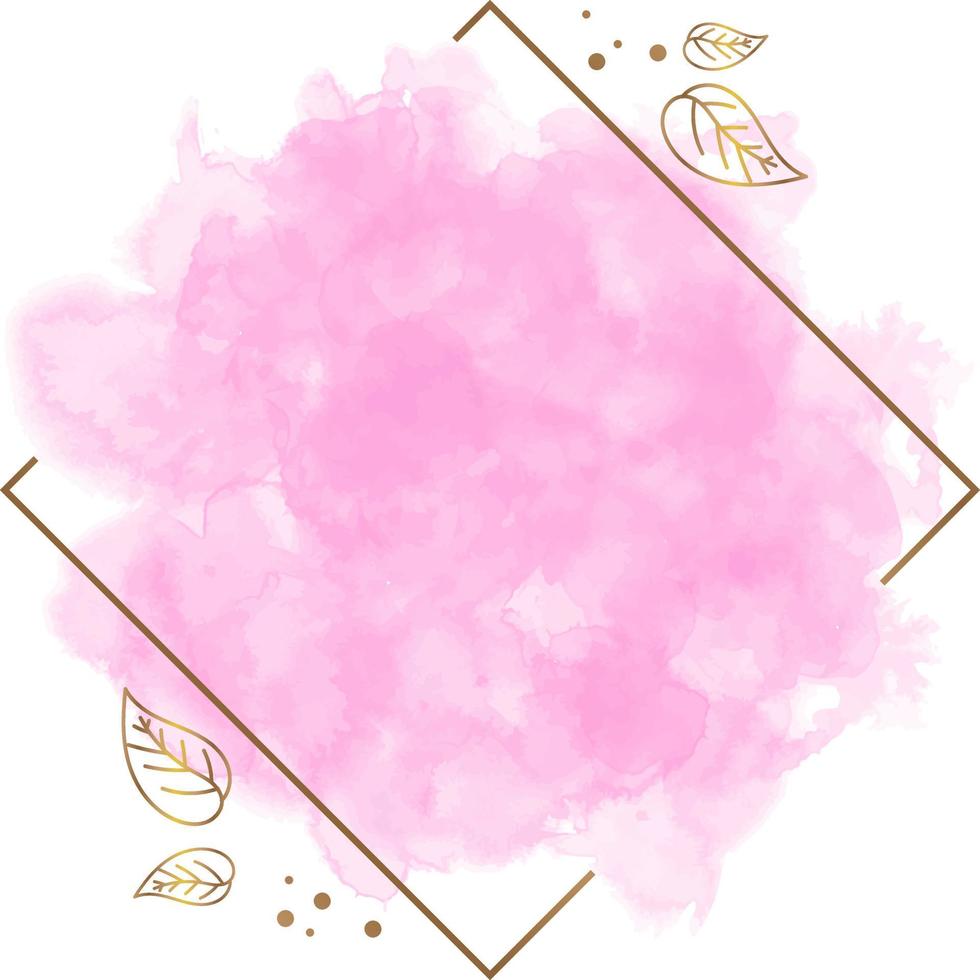 Watercolor Frame with Elegant Gold and Pink Color vector