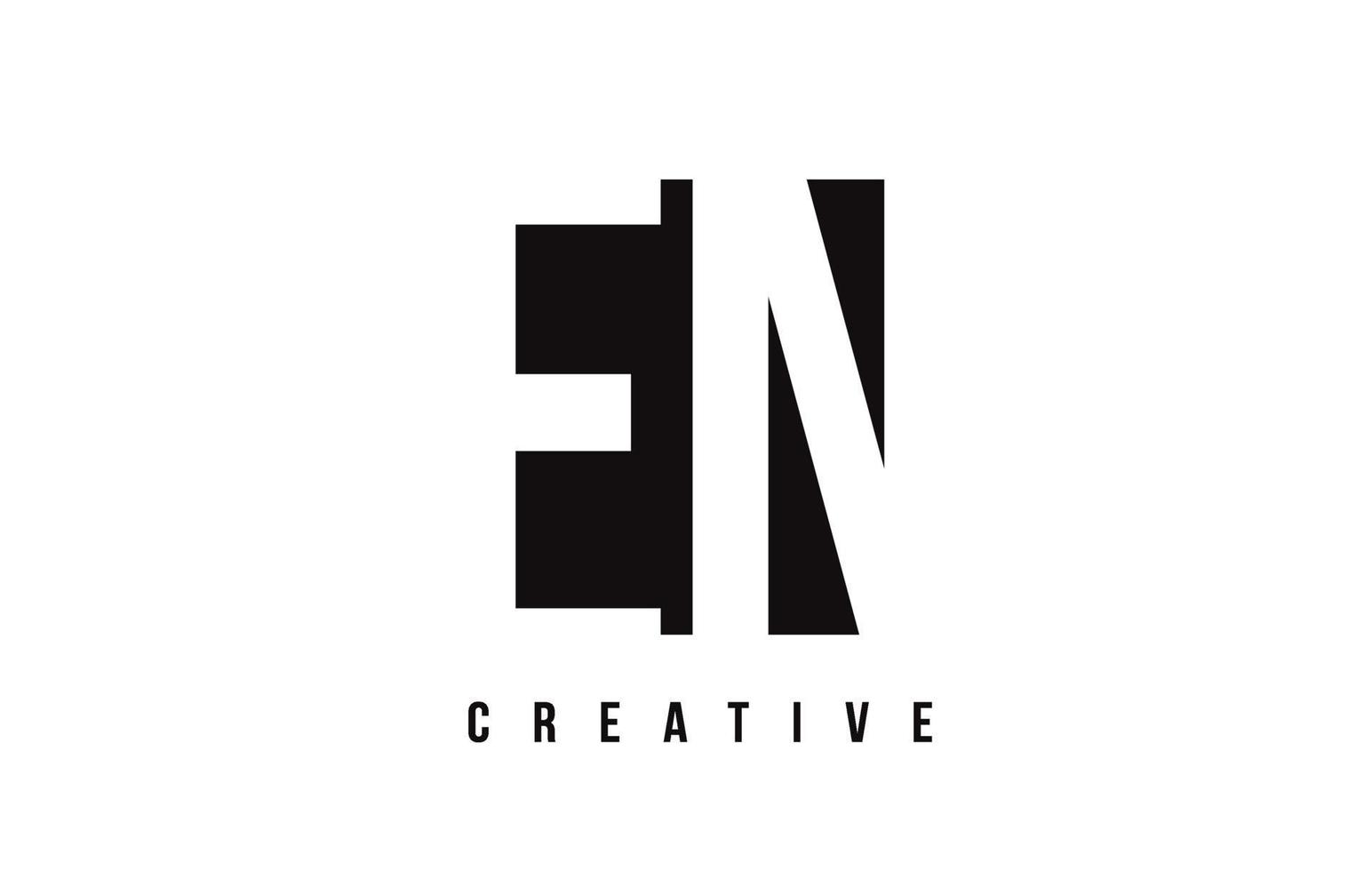 EN E N White Letter Logo Design with Black Square. 5076713 Vector Art ...