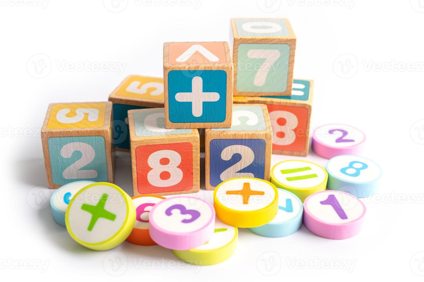 Math number colorful on white background, education study mathematics learning teach concept. photo