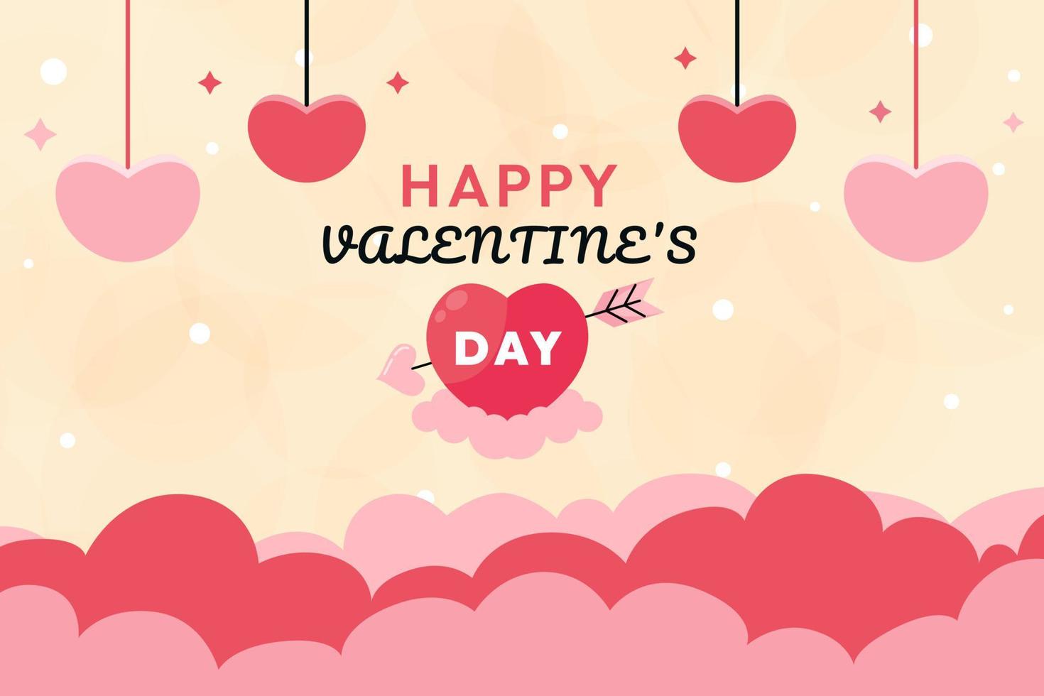 feliz fondo del día de san valentín con elementos florales y diseño vectorial de nubes eps 10 ideal para tarjetas de felicitación, banner, fondo, folleto, volante relacionado con el día de san valentín o cualquier otro similar vector