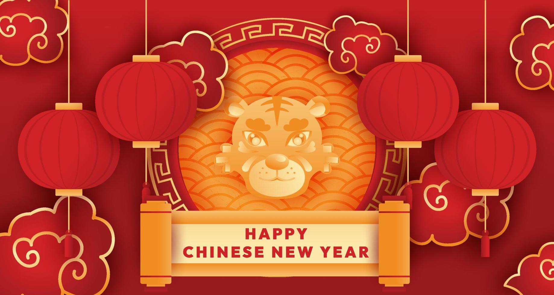 Happy Chinese New Year The Year of The Tiger Vector Design