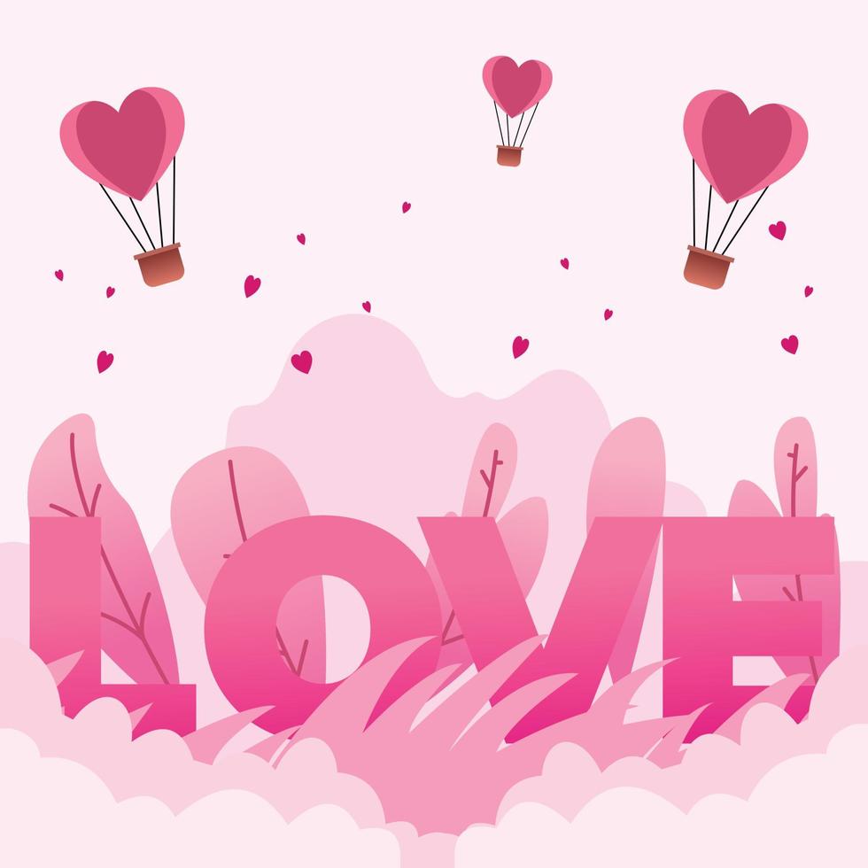 valentine greeting card, Happy Valentine Day Cute Love Card Flat design vector