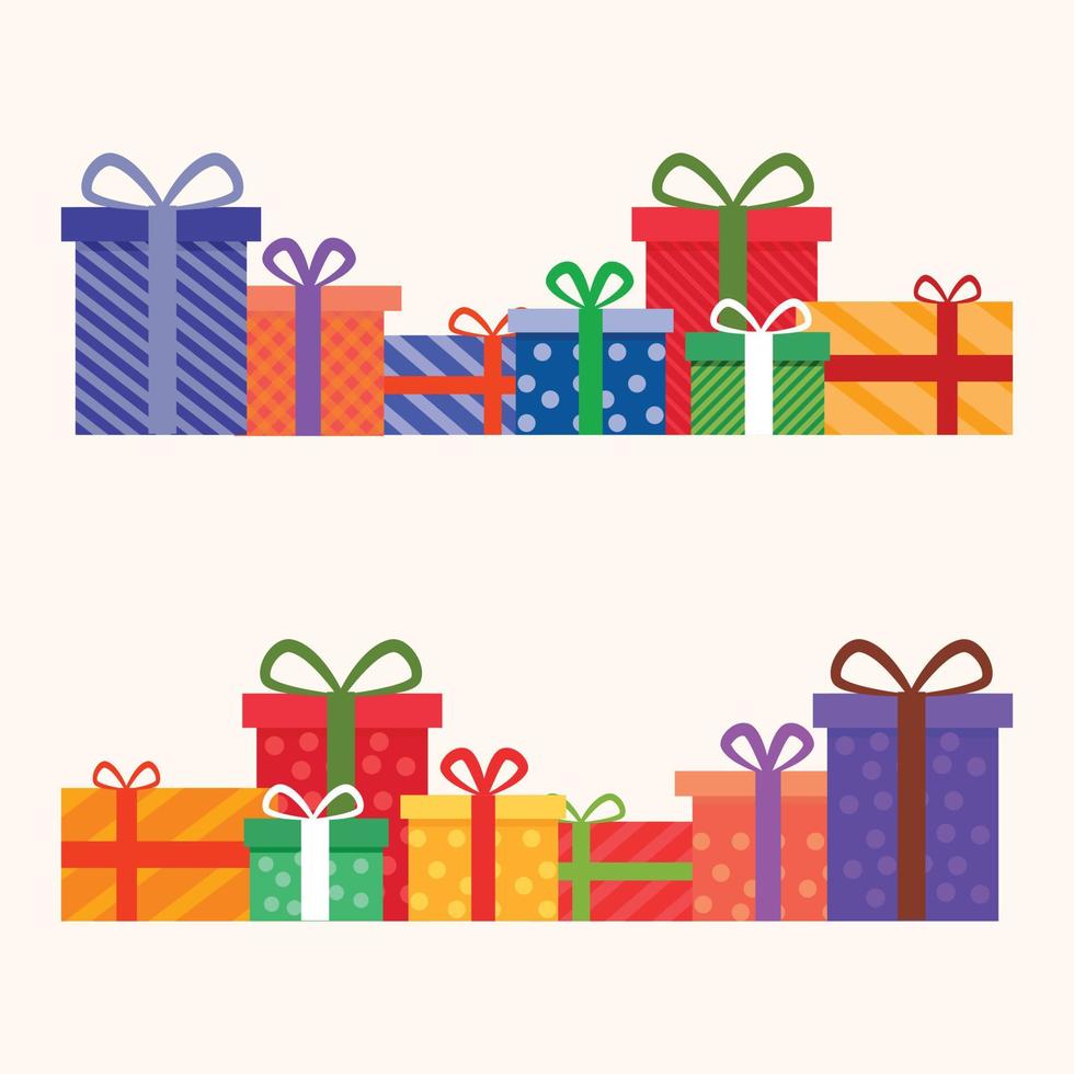 conjunto de ilustración de caja de regalos de sorpresas de navidad colorida vector