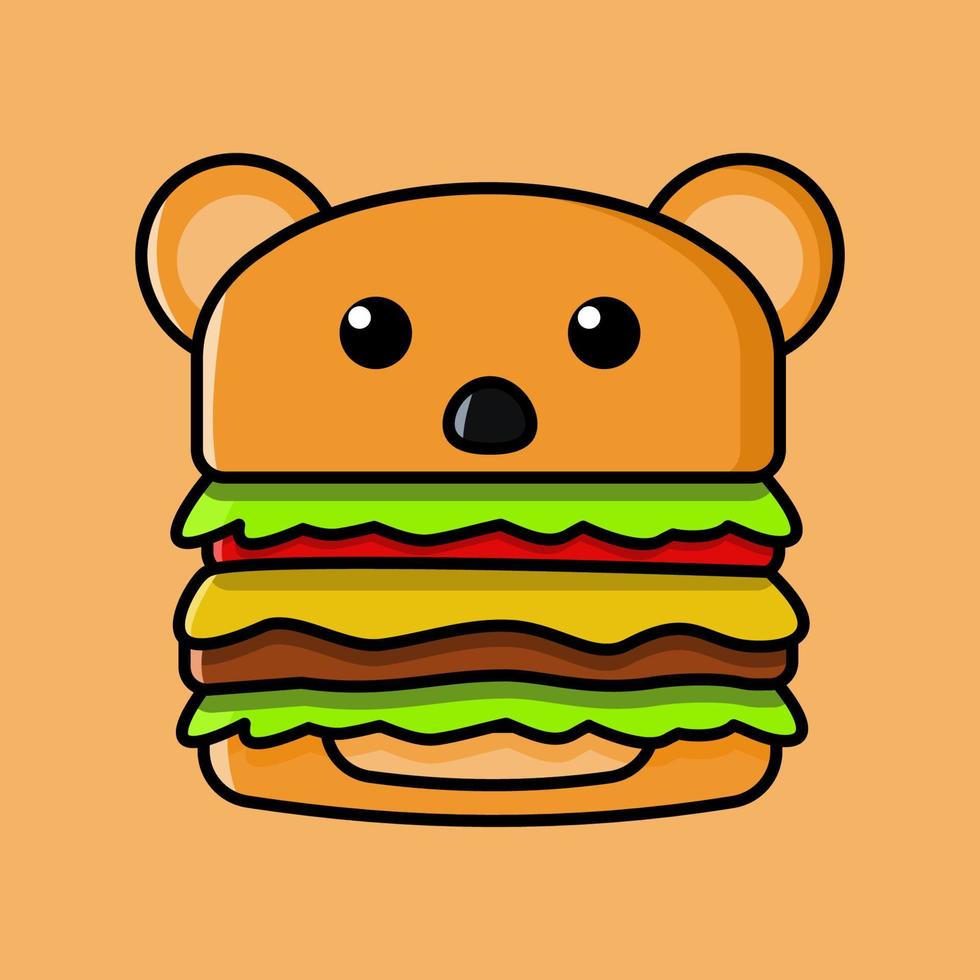 Burger Bear Cute and funny vector