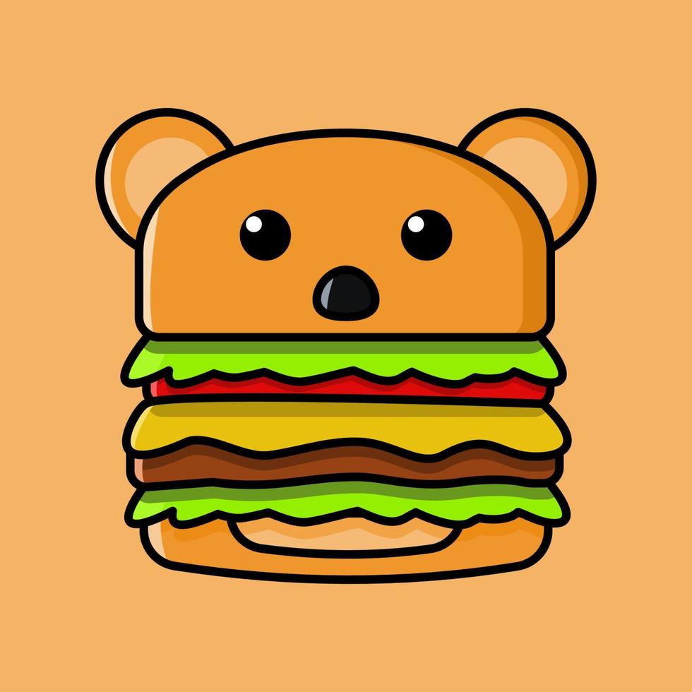 oso hamburguesa lindo y divertido vector