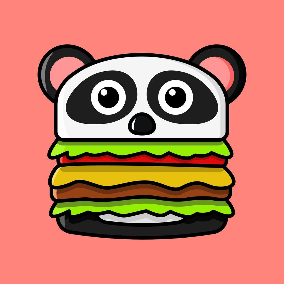 Burger Panda Cute and funny vector