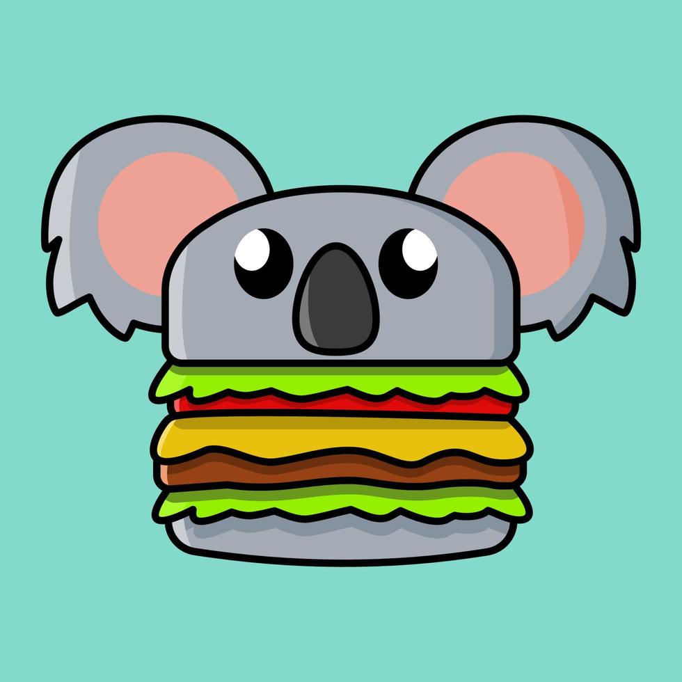 Burger Koala Bear Cute and funny vector