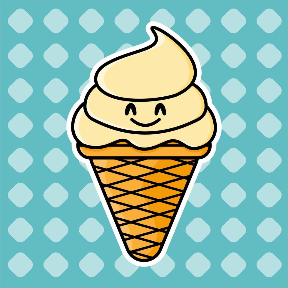 Ice cream cute cartoon style vector