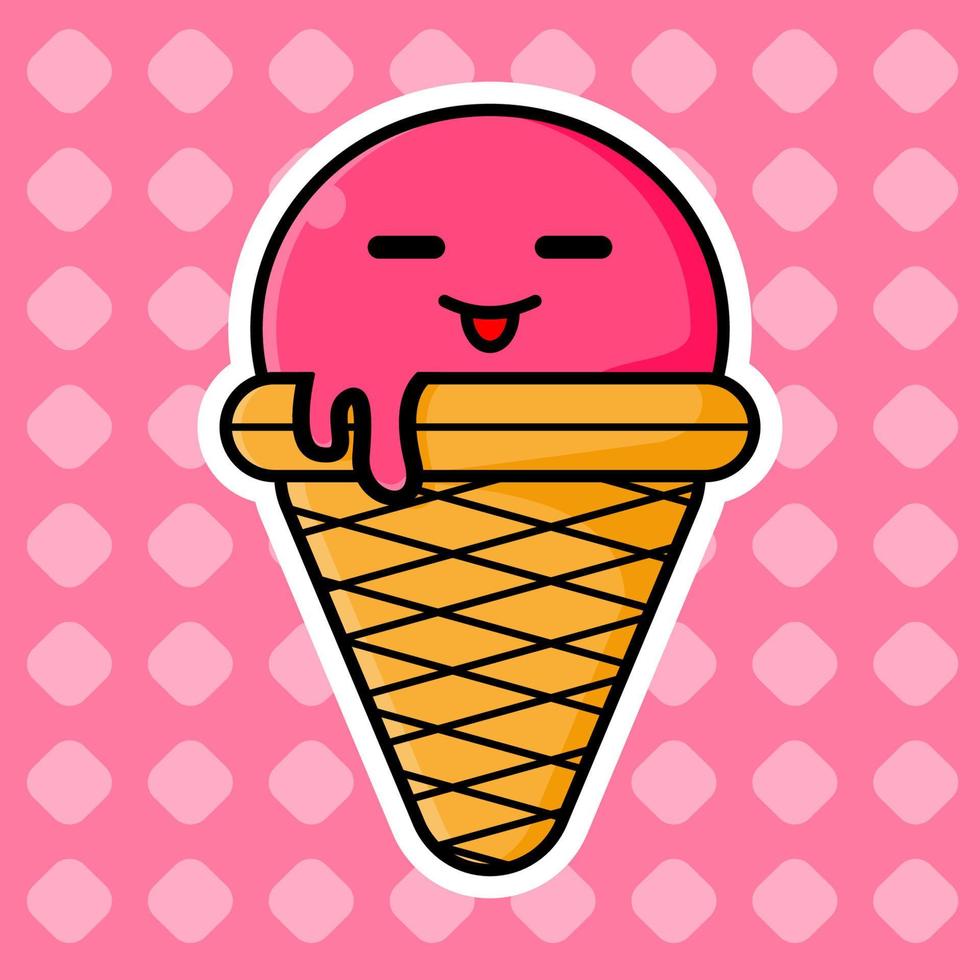 Ice cream cute cartoon style vector