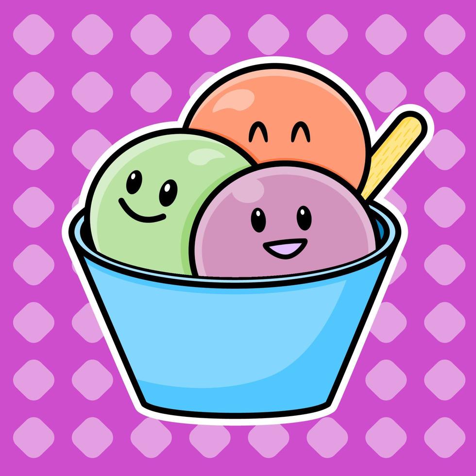 Ice cream cute cartoon style vector