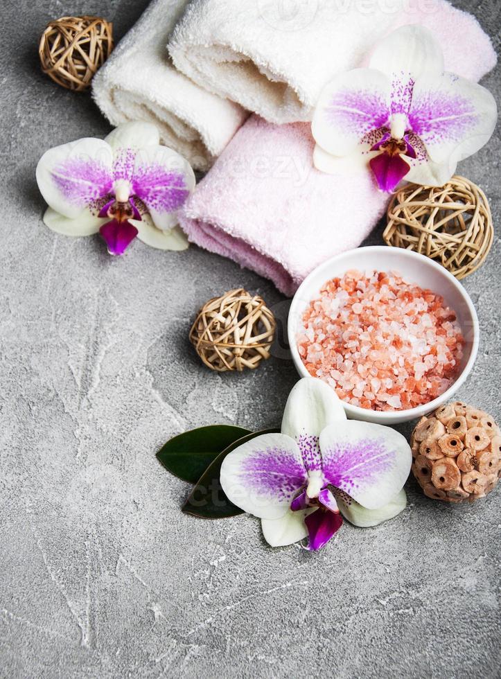 Spa concept with orchid flowers photo