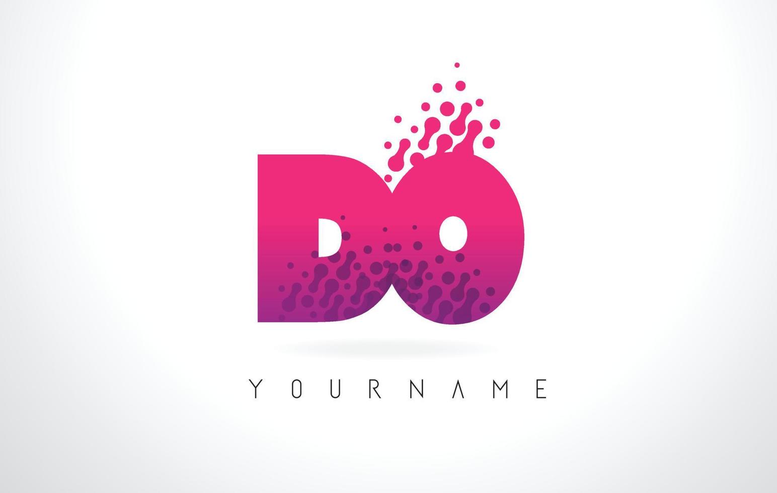 DO D O Letter Logo with Pink Purple Color and Particles Dots Design. vector