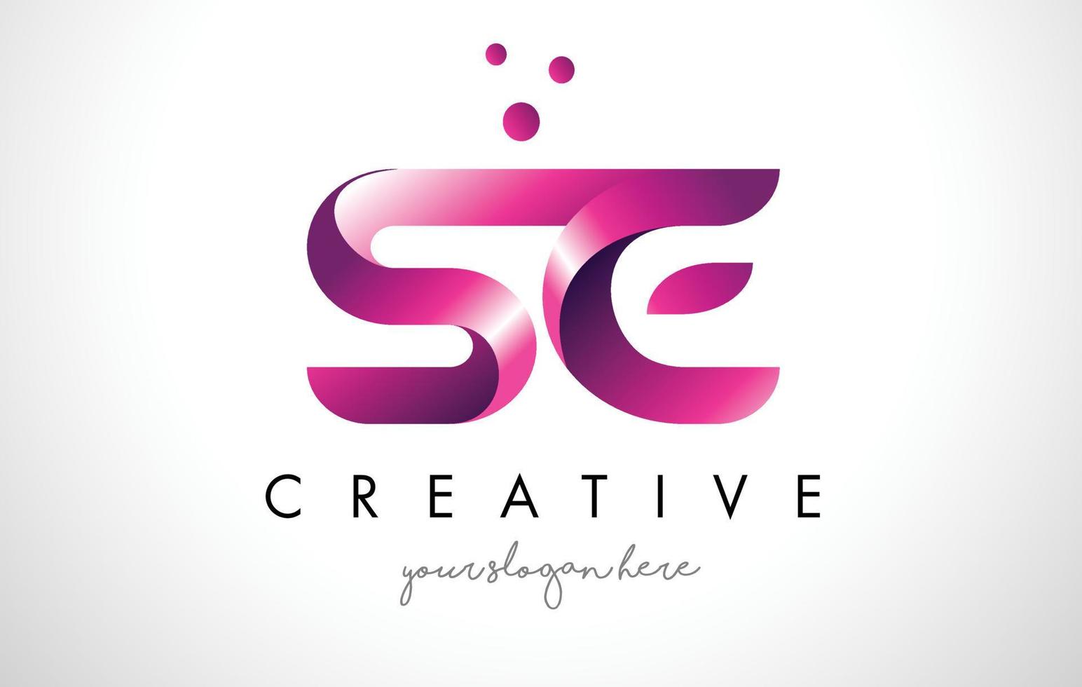 SE Letter Logo Design with Purple Colors and Dots vector