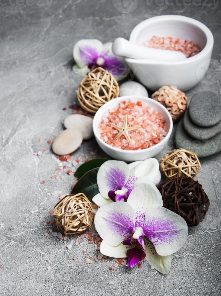 Spa concept with orchid flowers photo