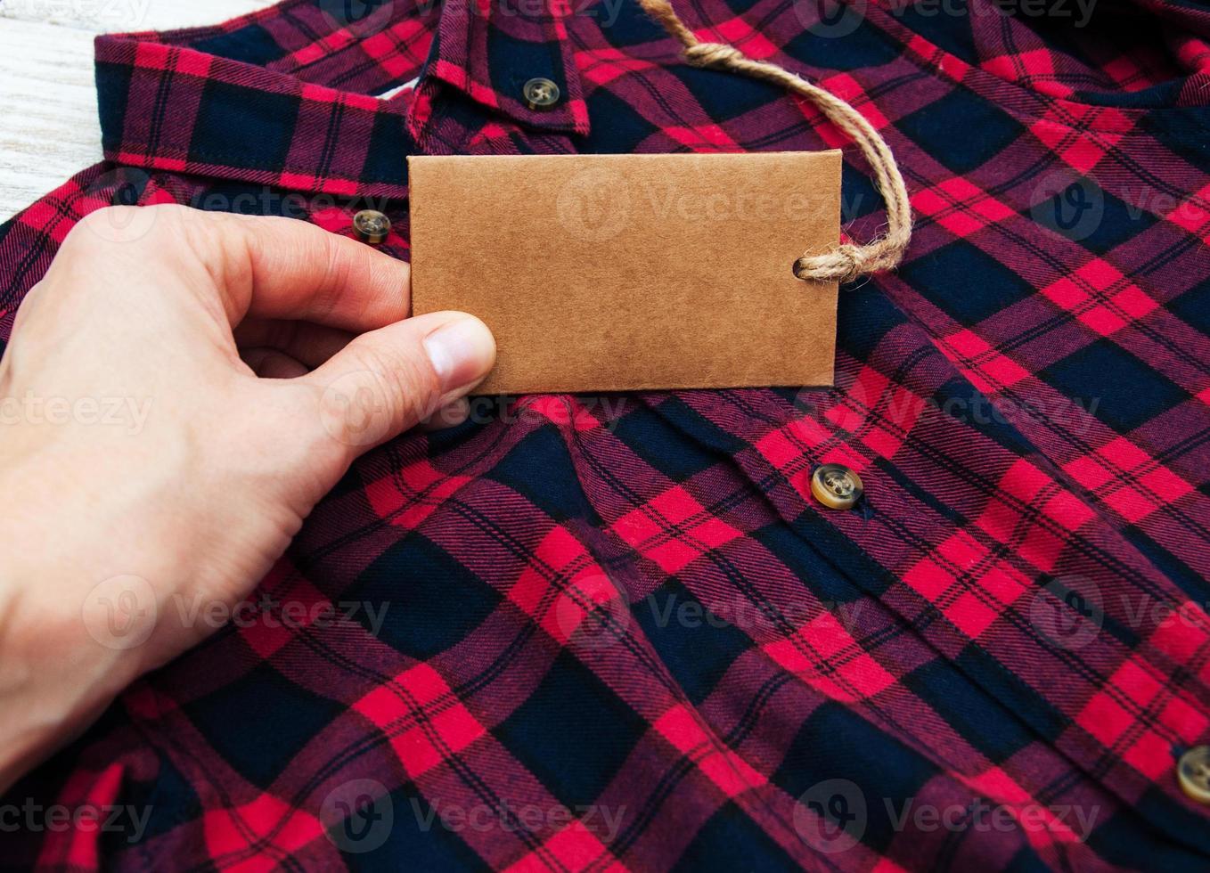 red black checkered shirt with tag photo