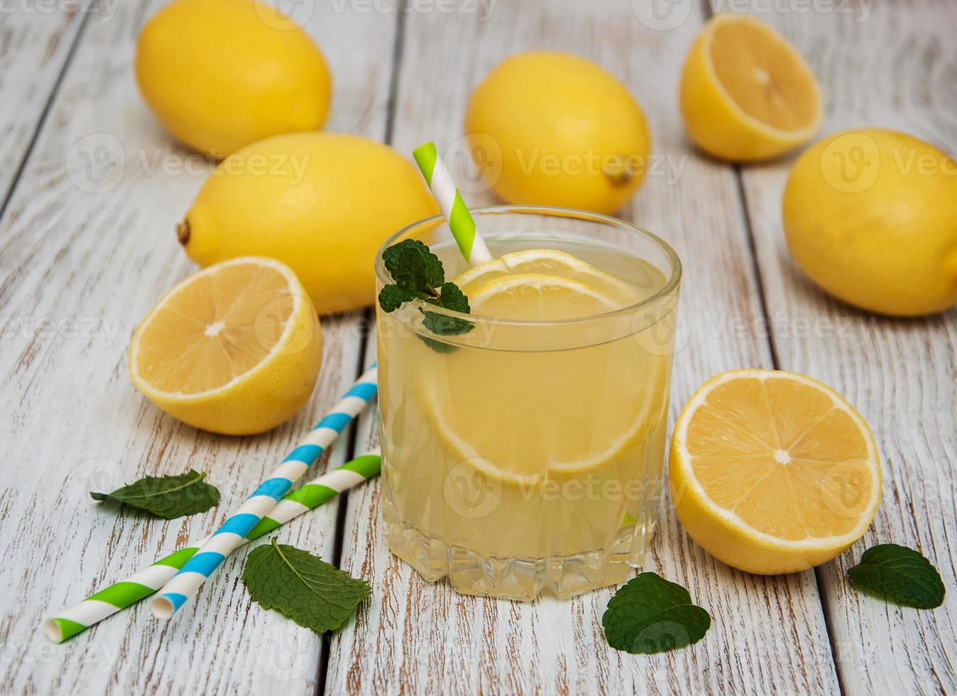 Glass of lemon juice photo