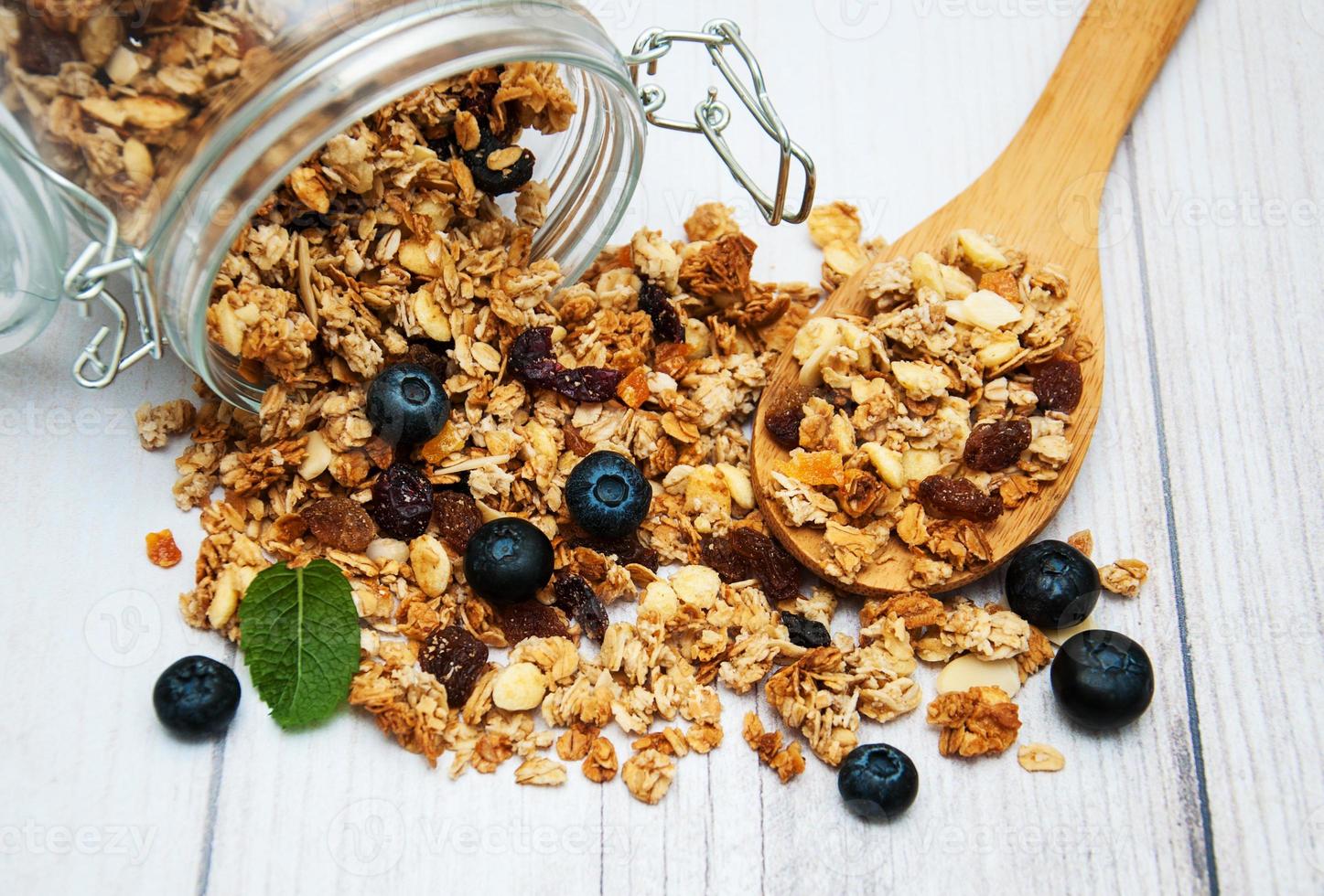 homemade granola in jar photo