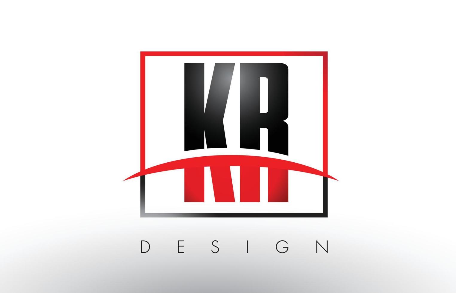 KR K R Logo Letters with Red and Black Colors and Swoosh. vector