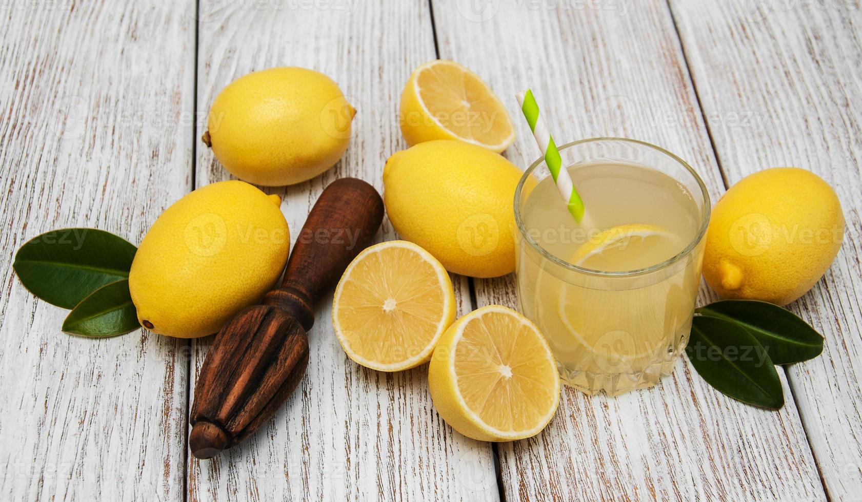 Glass of lemon juice photo