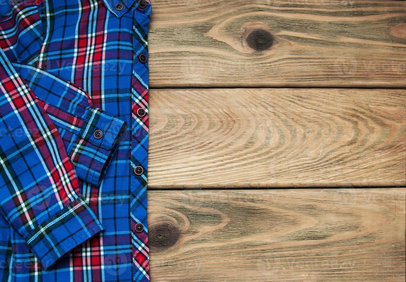 Checkered shirt on a table photo