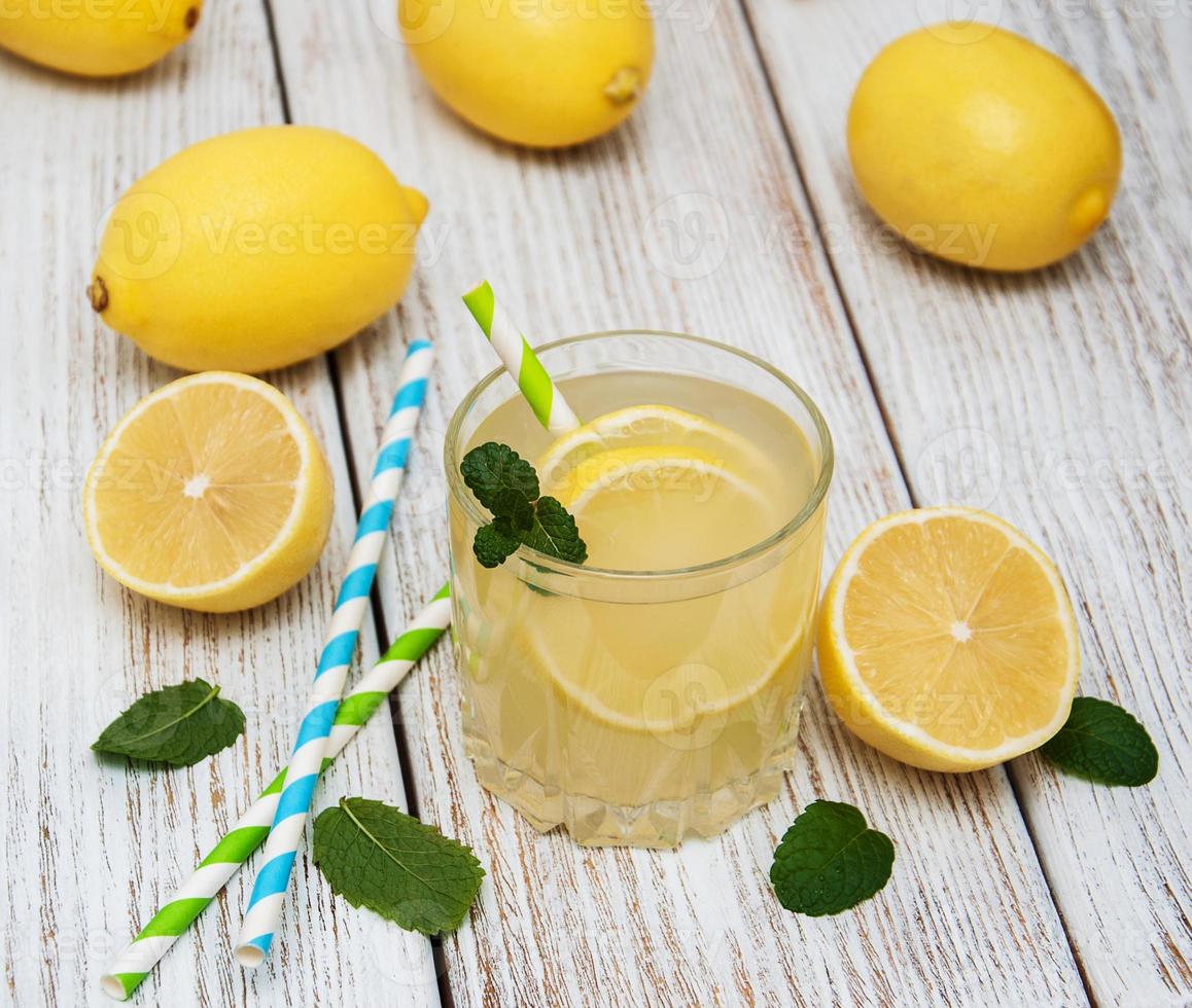 Glass of lemon juice photo