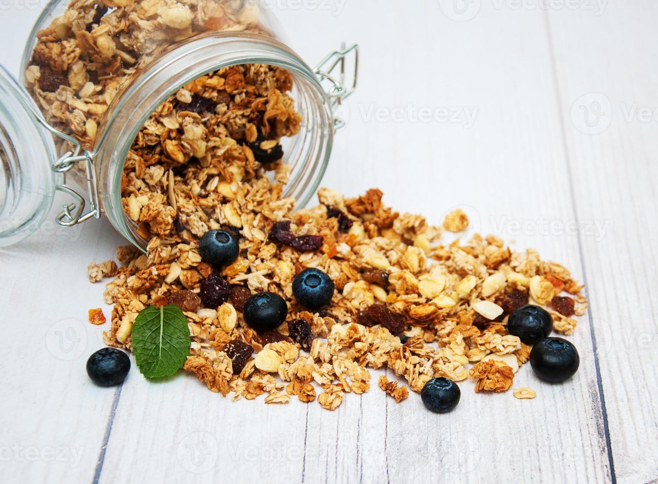 homemade granola in jar photo