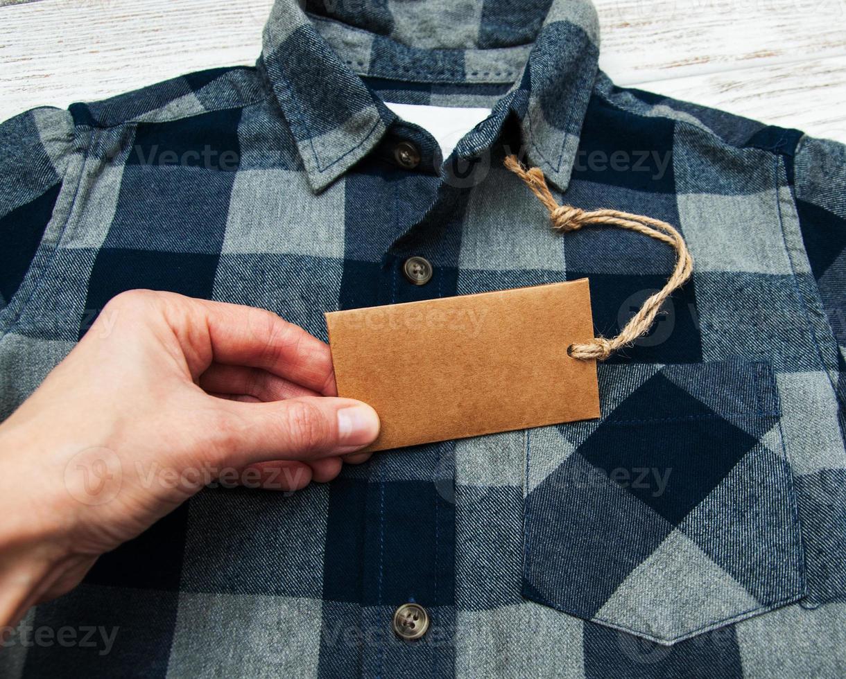 Checkered shirt with tag photo