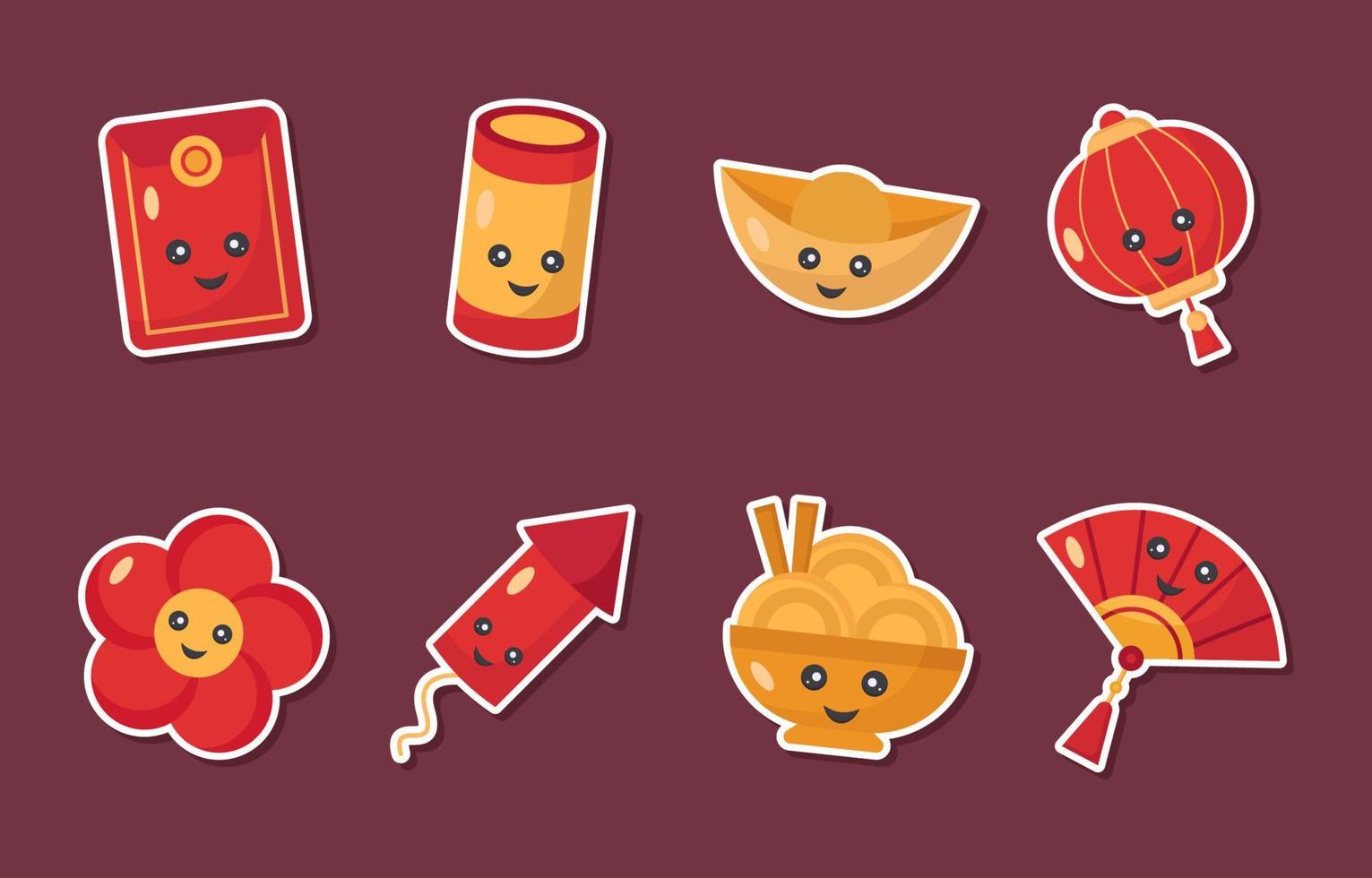 Chinese New Year Sticker Set vector
