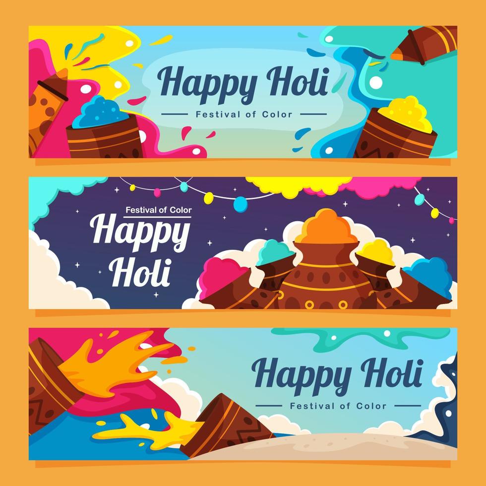 festival color feliz holi banner vector