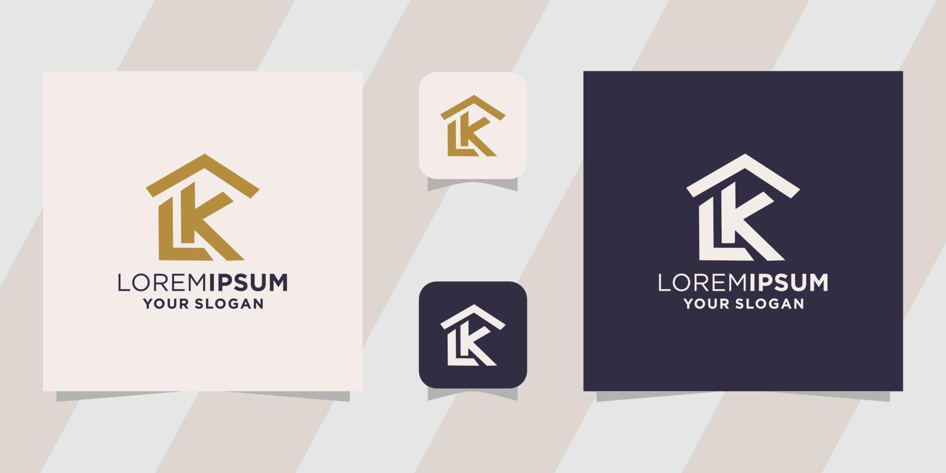 letter lk with home logo vector