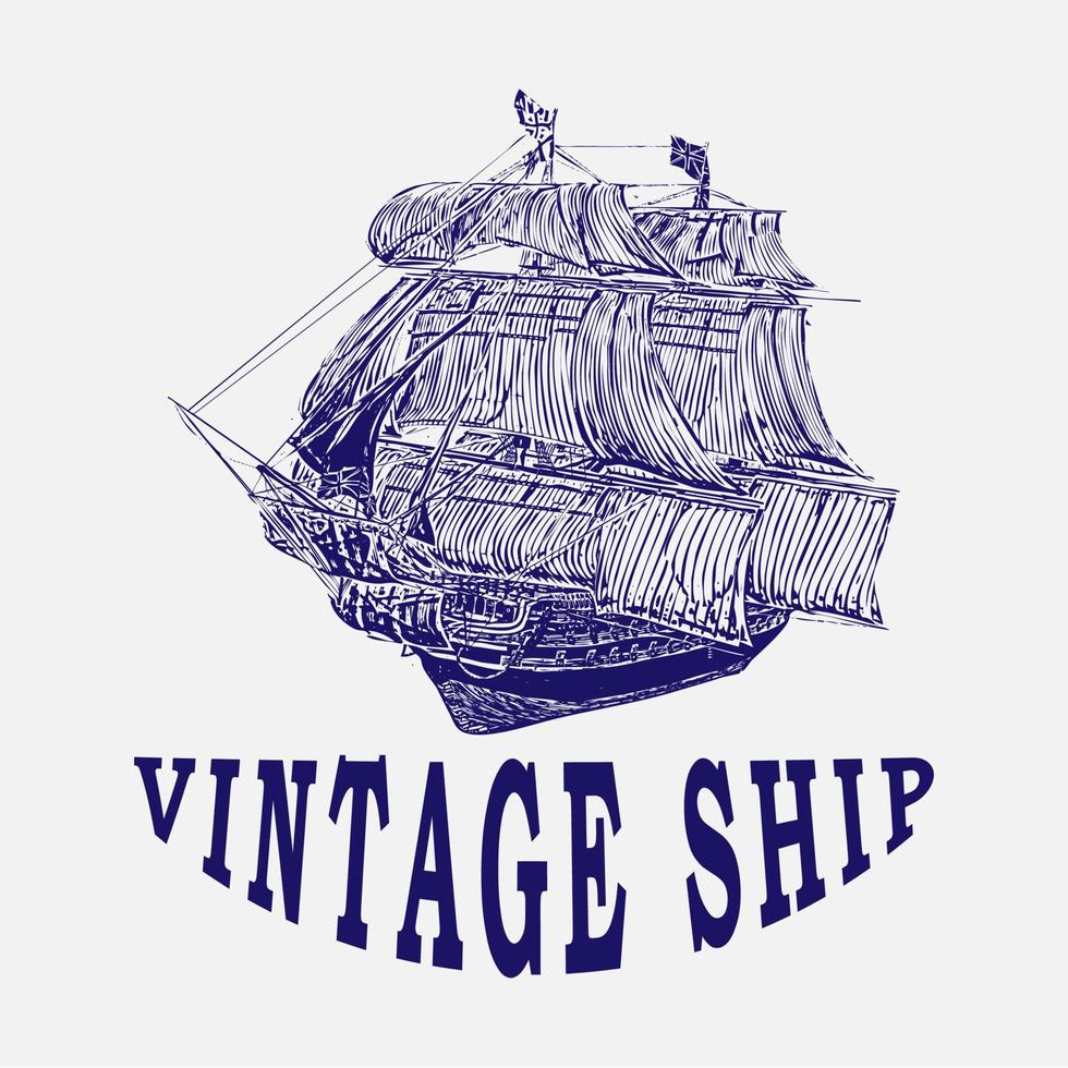 vintage ship logo mar, símbolo, océano, diseño, vector, ilustración, retro, náutico, barco, gráfico, icono, marino, emblema, aislado, viaje, firmar, arte, etiqueta, antigüedad, crucero, placa, clásico, navegar vector