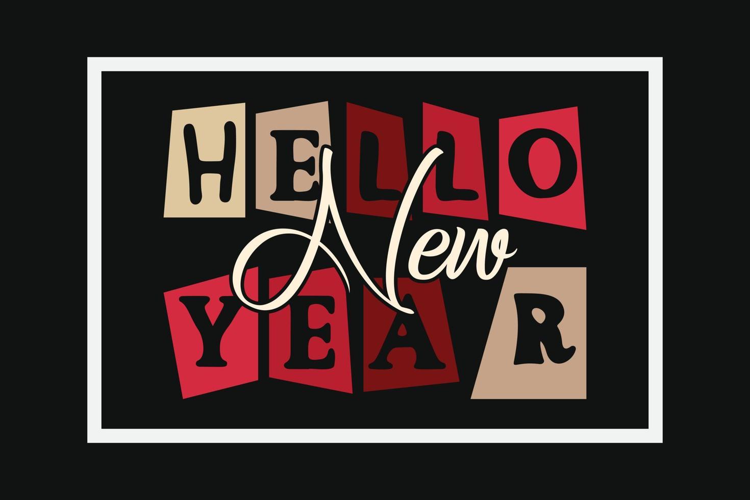 hola año nuevo tipografía diseño de camiseta imprimir vector