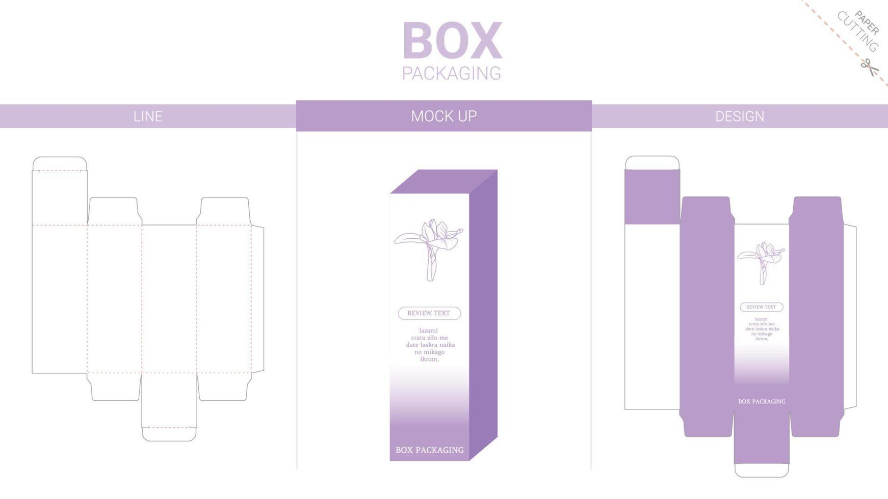 Box packaging and mockup die cut template vector