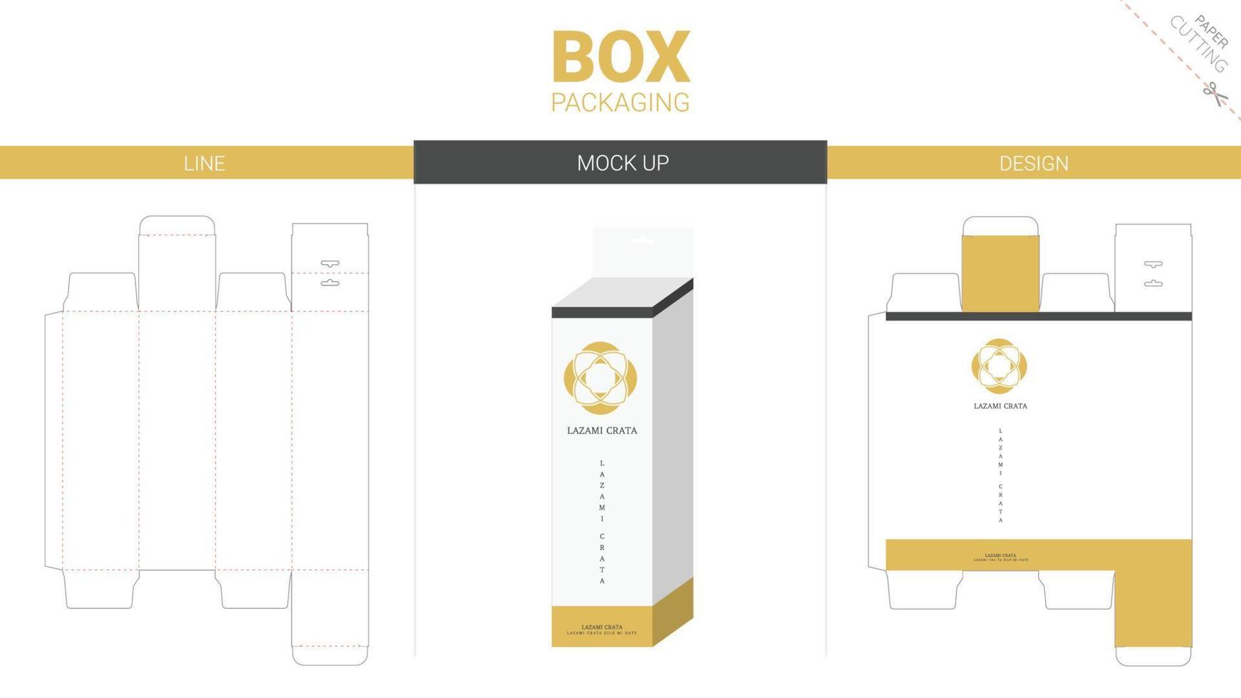 Box packaging and mockup die cut template vector