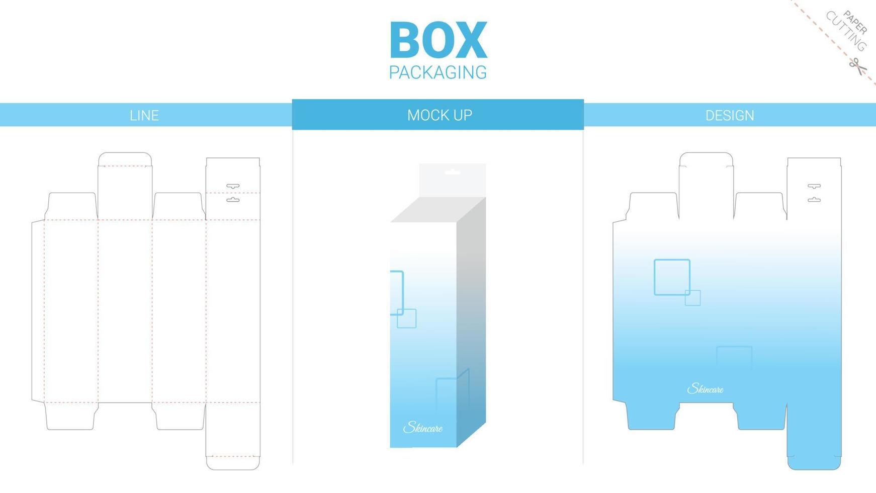 Box packaging and mockup die cut template vector