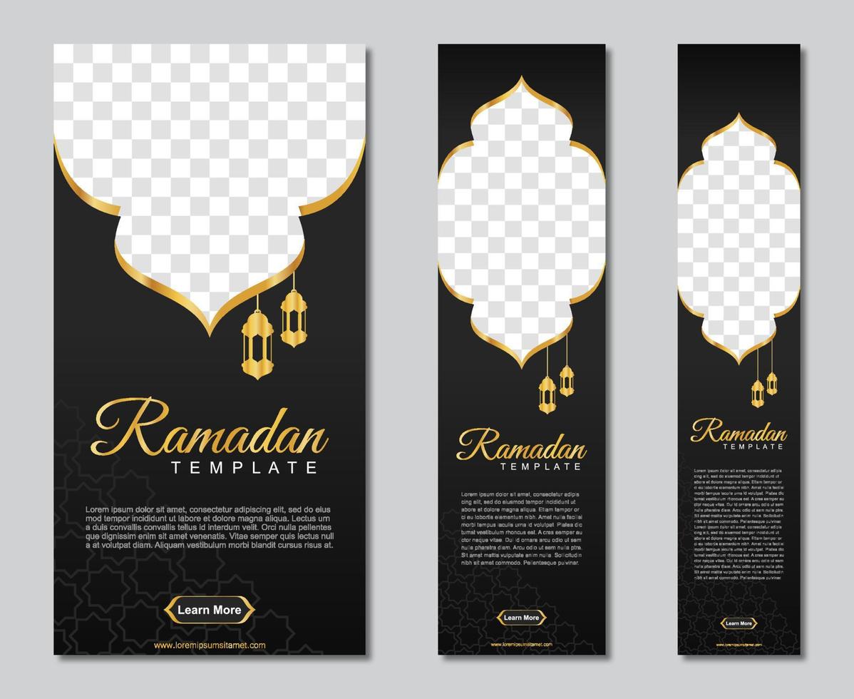 set of ramadan web banners of standard size with a place for photos. Ramadan template design. vector illustration