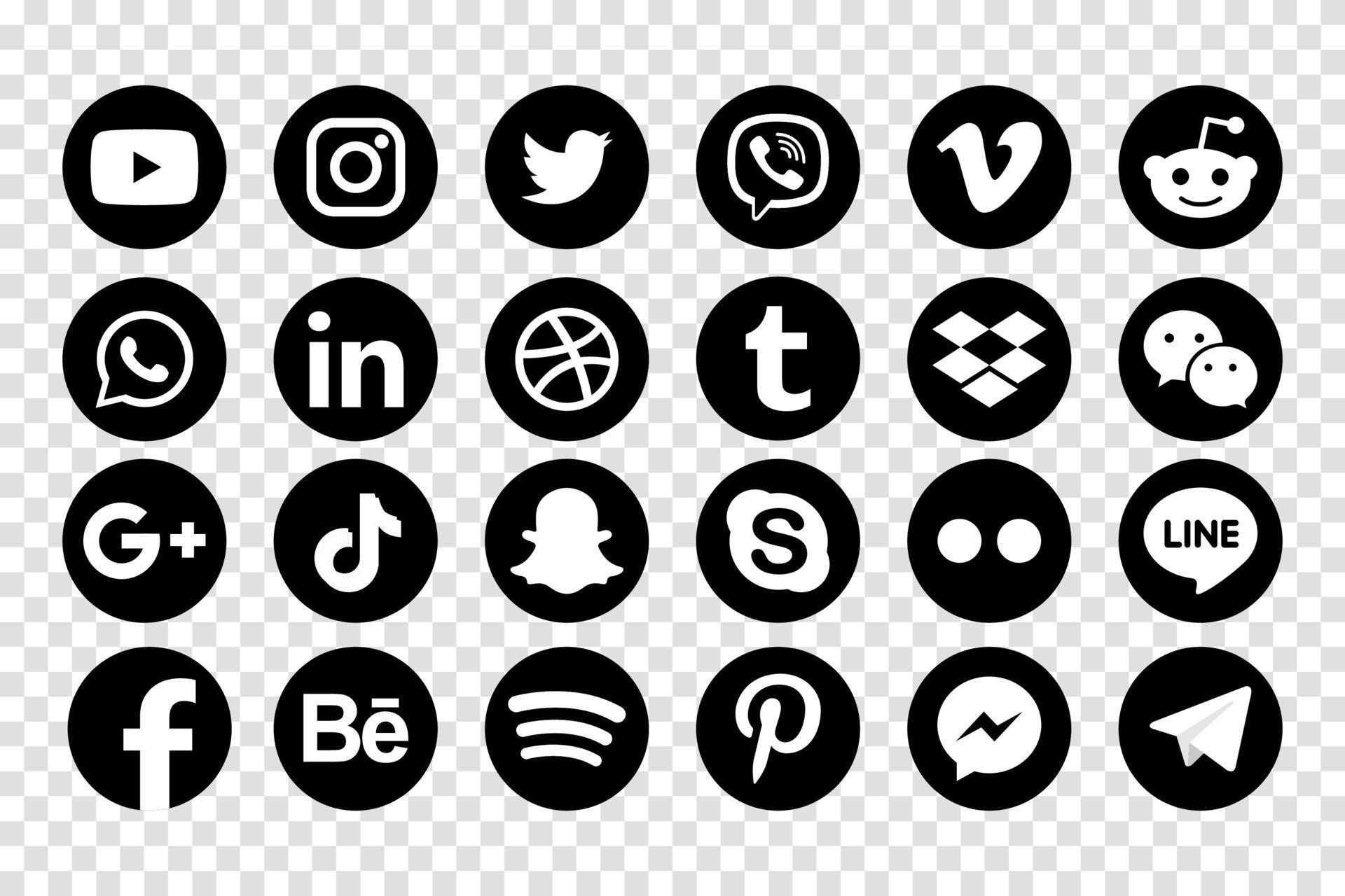 Set Popular Social Media Icons Facebook Instagram Twitter Youtube Pinterest Behance Google Plus Linkedin Whatsapp Snapchat Tiktok Tumblr Spotify Dropbox And Many More Vector Art At Vecteezy