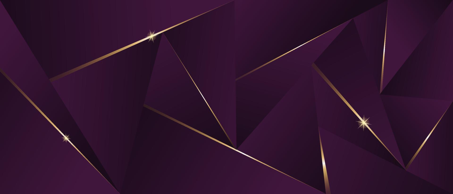 Abstract luxury polygonal pattern, dark purple with gold vector